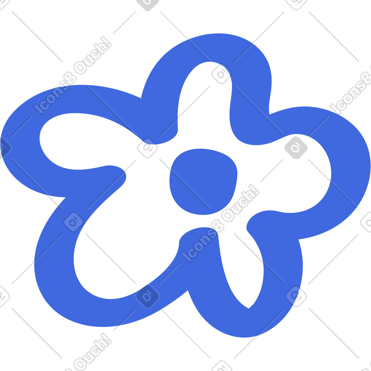 Ballpoint Pen スタイルの Flower petal outline with rounded center minimal organic shape のイラストをPNG、SVG形式でダウンロード