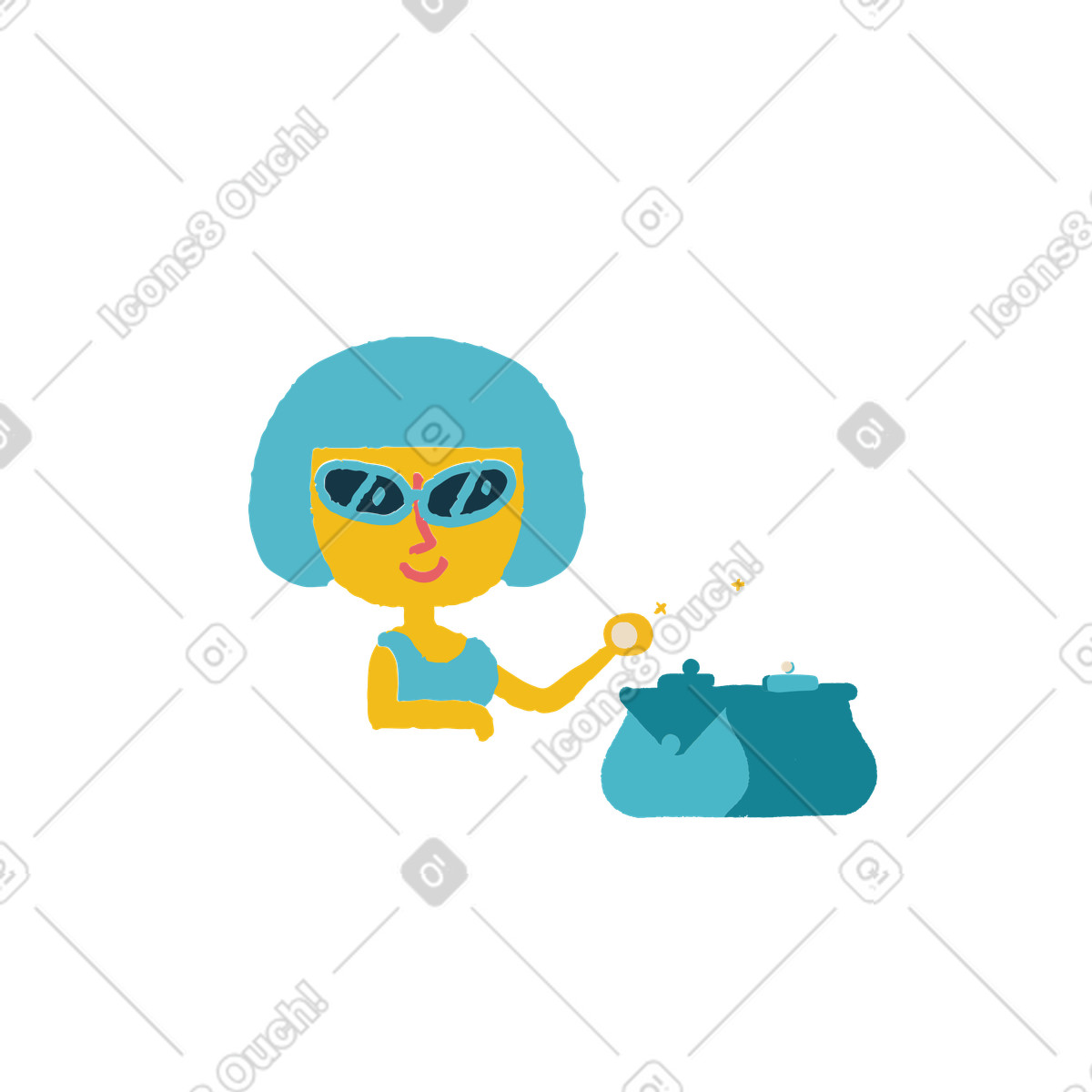 Ilustração de Saver putting coin into money purse, Personal savings and financial planning em no estilo Flamenco para baixar em PNG, SVG