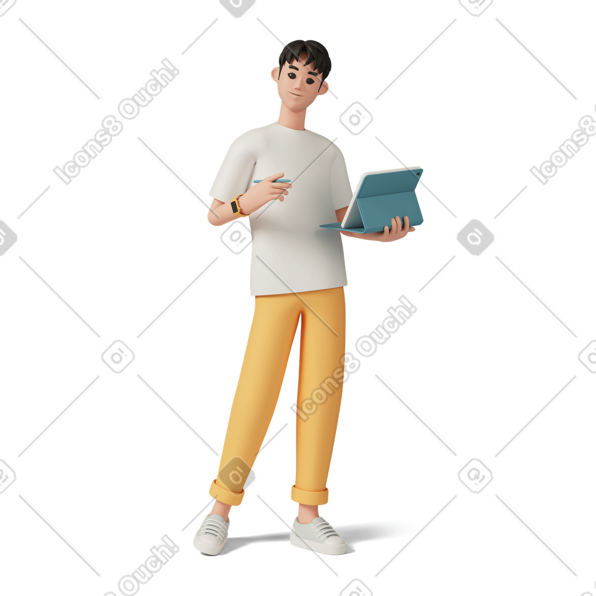 Young asian man illustration in 3D Casual life style download in PNG, SVG