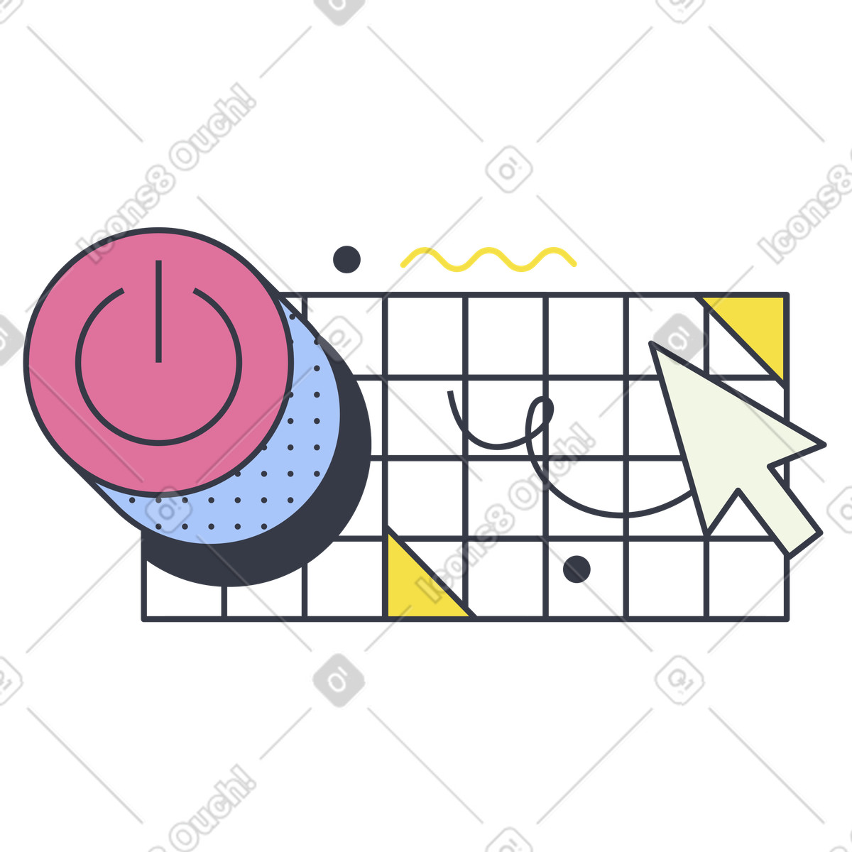 Clicking power button to log in and out illustration Abstract style download PNG, SVG