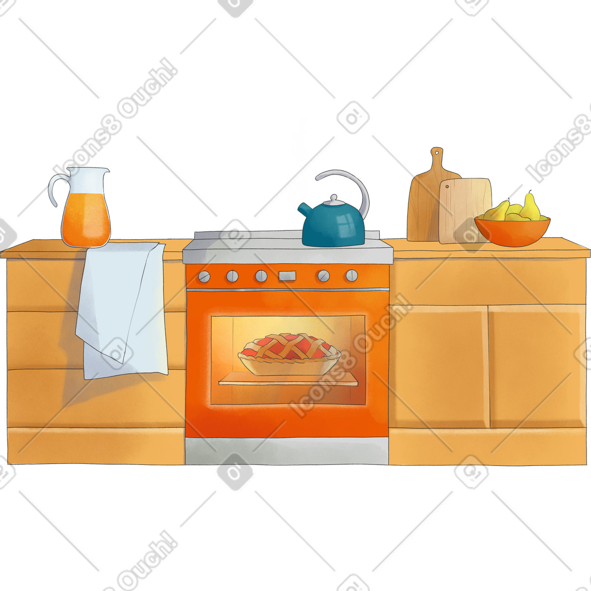 Set da cucina con utensili illustrazione in stile Seasons scarica in PNG, SVG