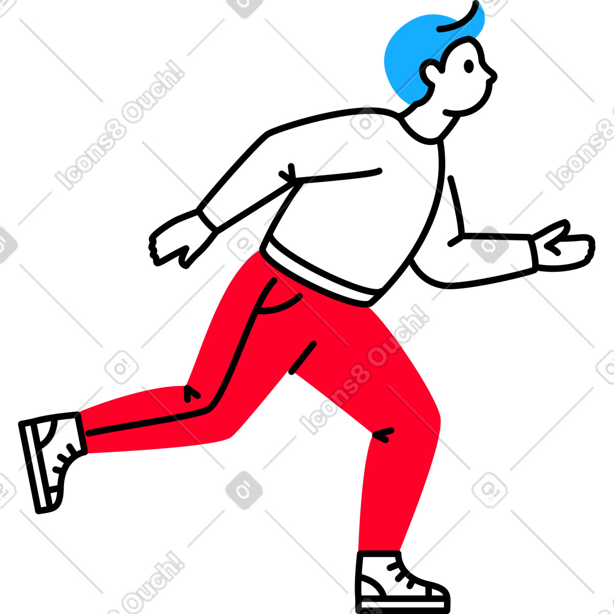 Ilustración Hombre corriendo a la derecha en estilo Transistor descargar en PNG y SVG