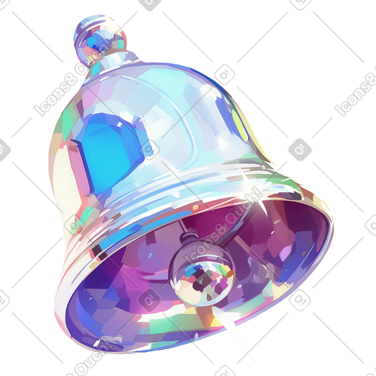 Silver bell illustration in Glazy style download in PNG, SVG