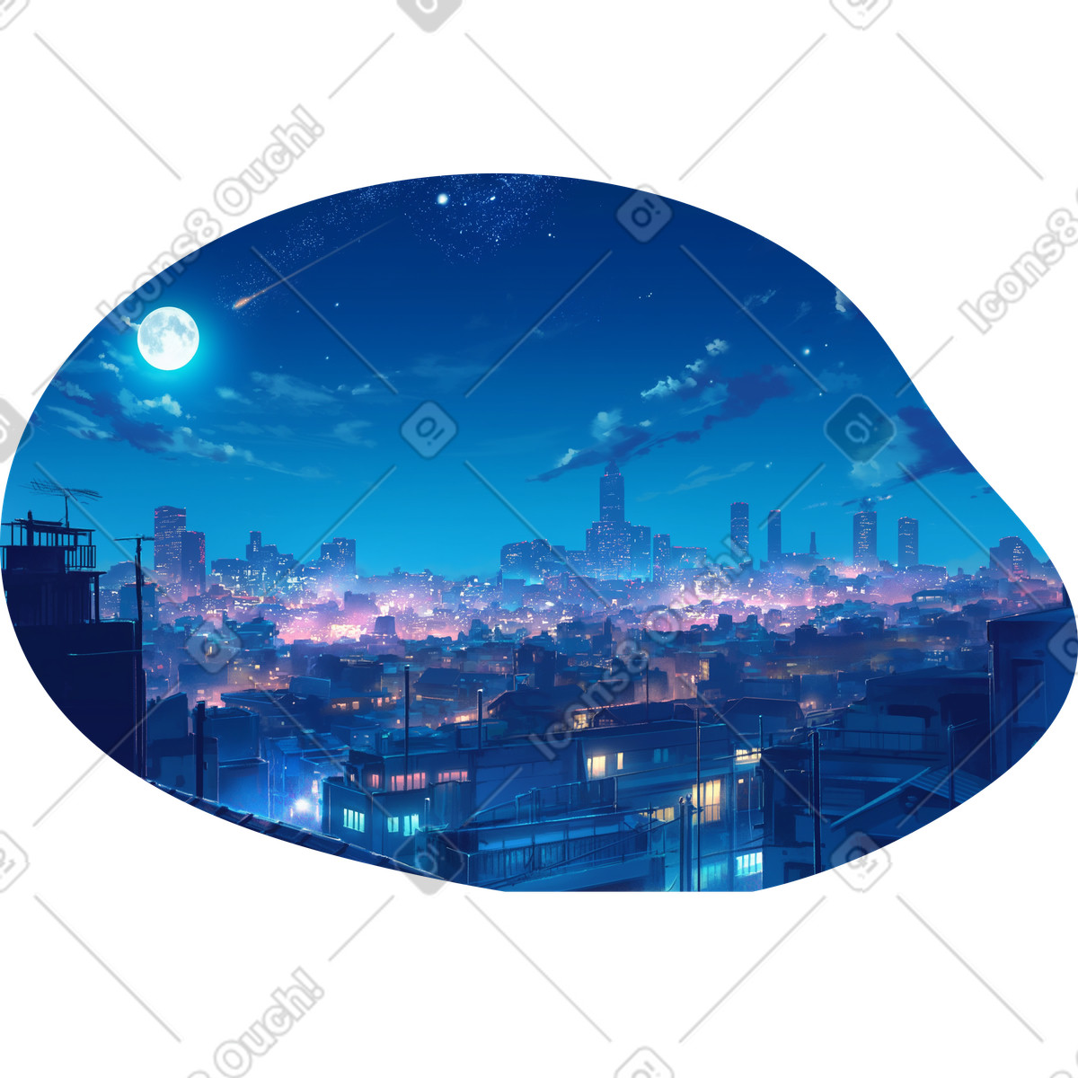 Ilustración Fondo de la ciudad noche en estilo Scenes a descargar en PNG y SVG