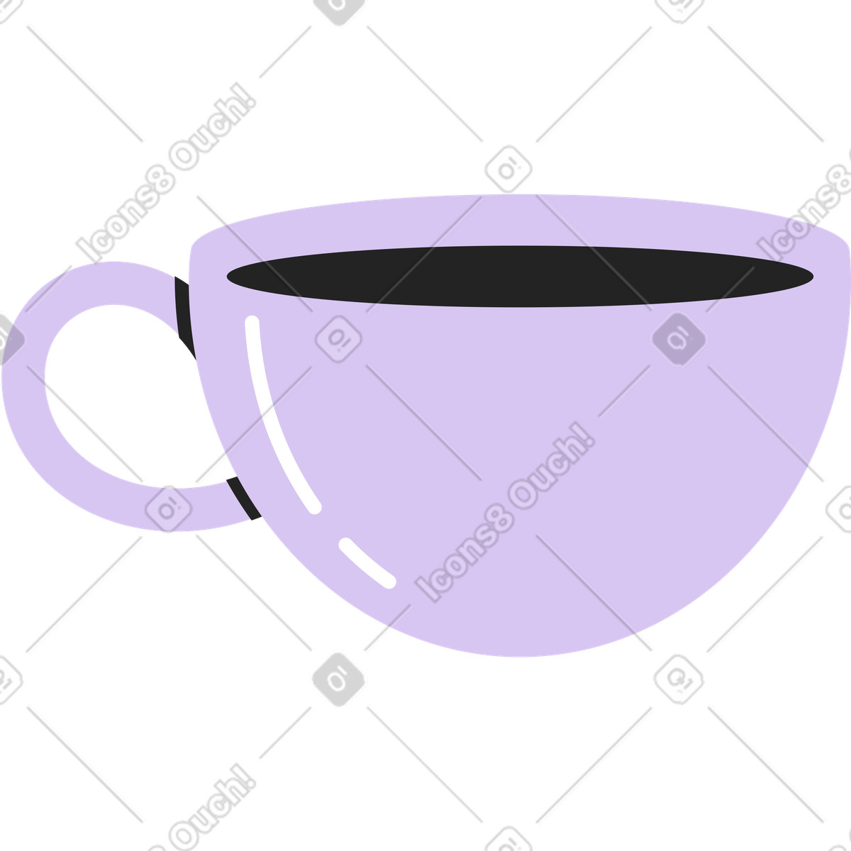 Tazza con manico illustrazione in stile Sammy Line scarica in PNG, SVG