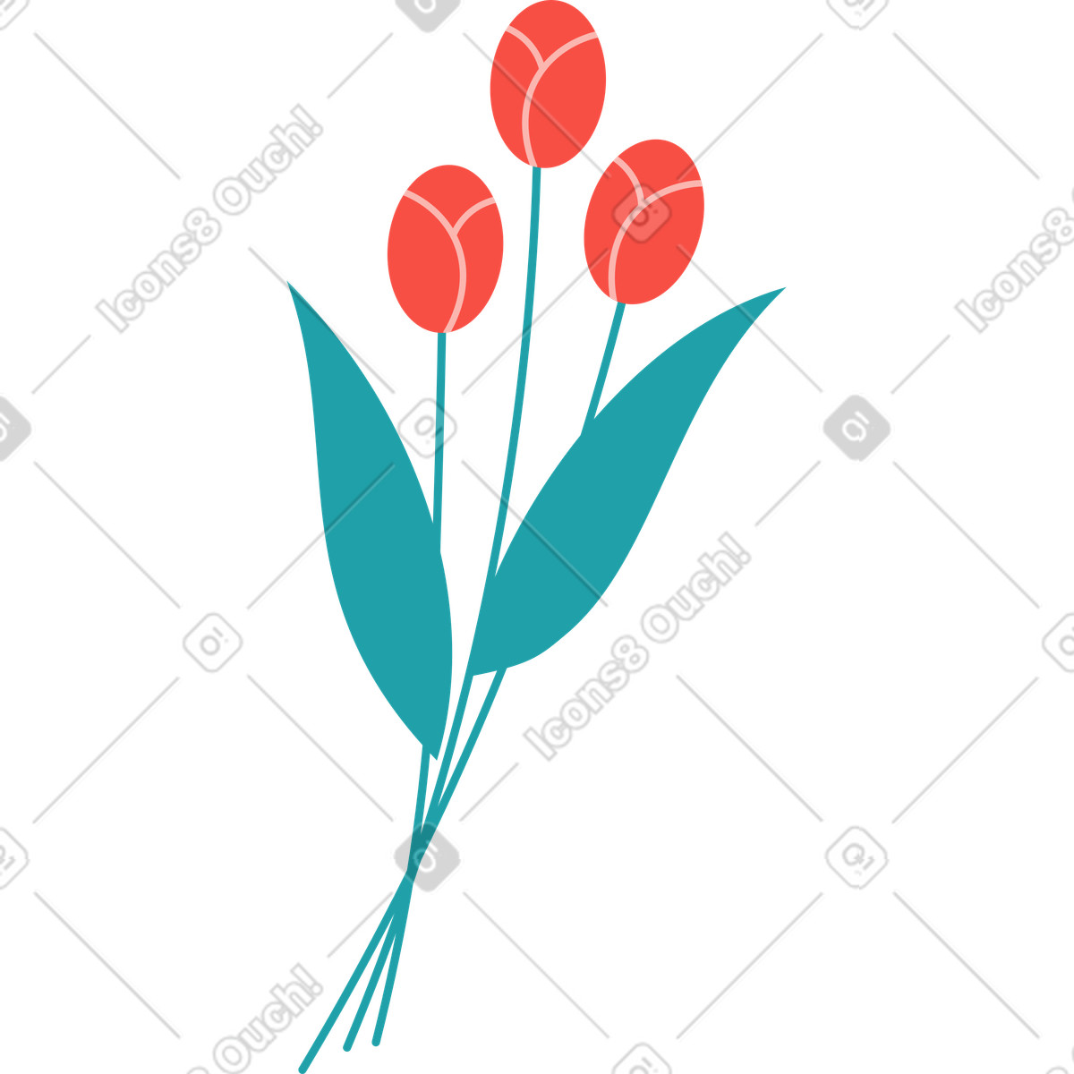 Ilustração de Três tulipas vermelhas em no estilo Sammy para baixar em PNG, SVG