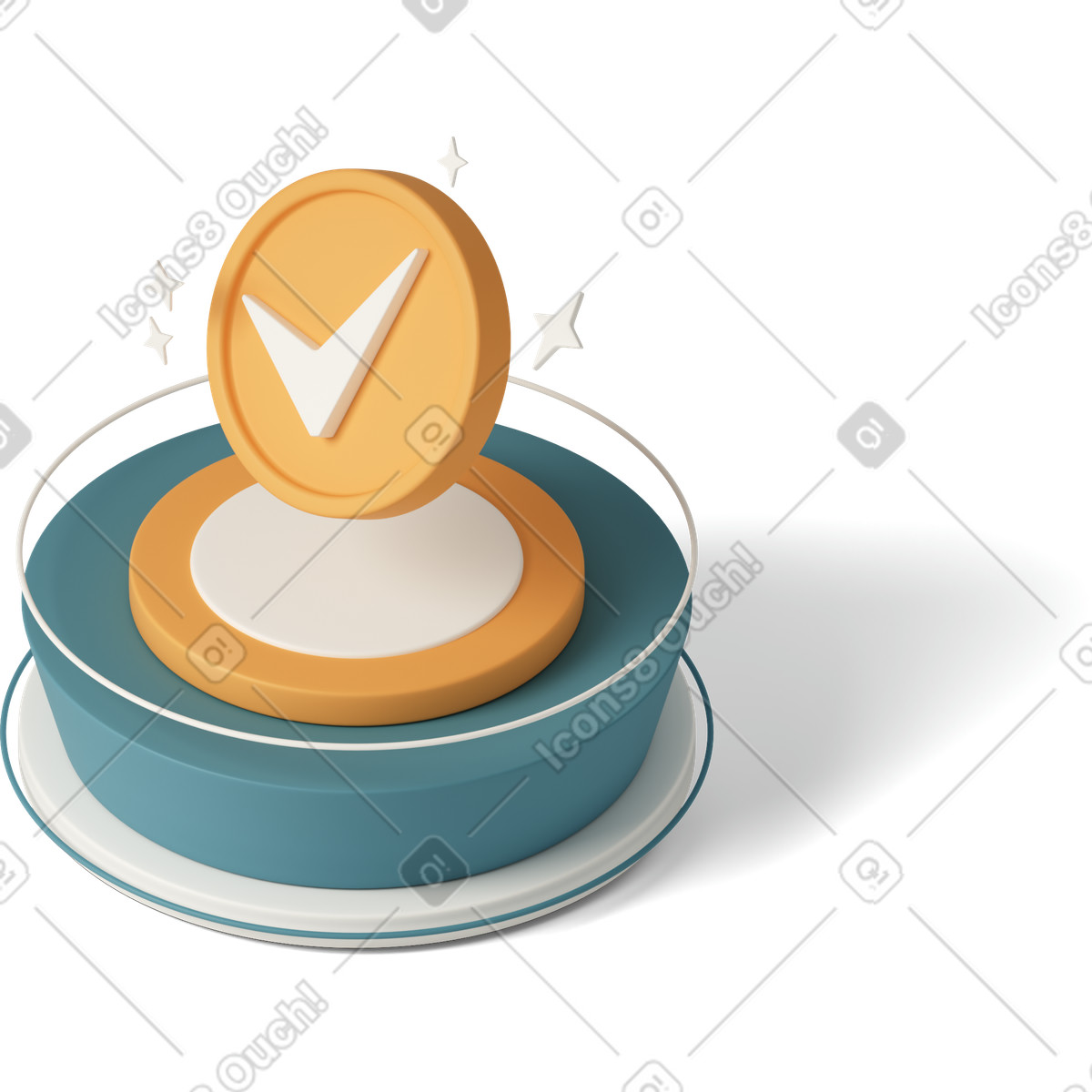 3D Casual life 스타일의 Coin with check mark 애니메이션 일러스트레이션 GIF, Lottie(JSON), AE로 다운로드