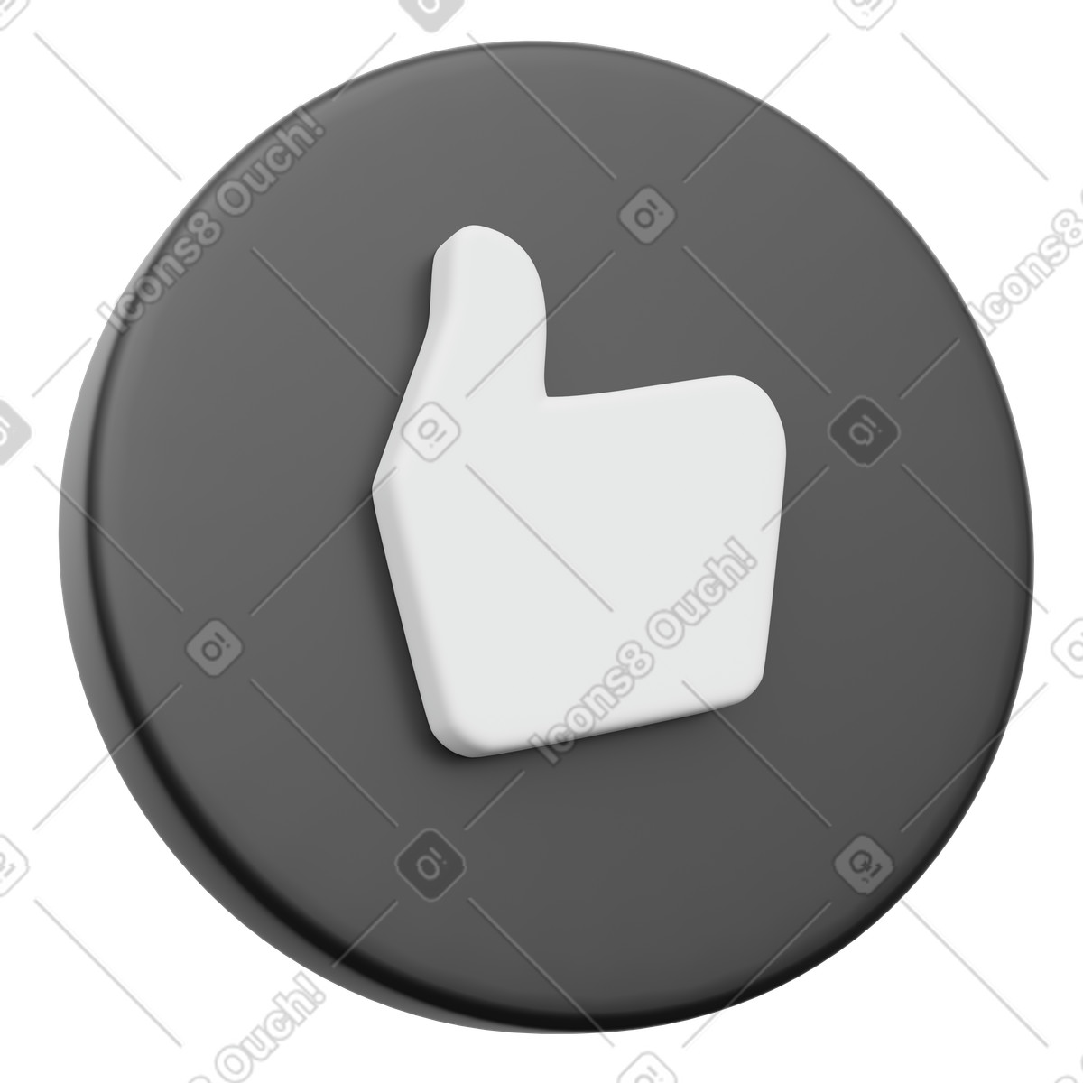 Black social media like reaction symbol for user approval illustration in 3D Playful style download in PNG, SVG