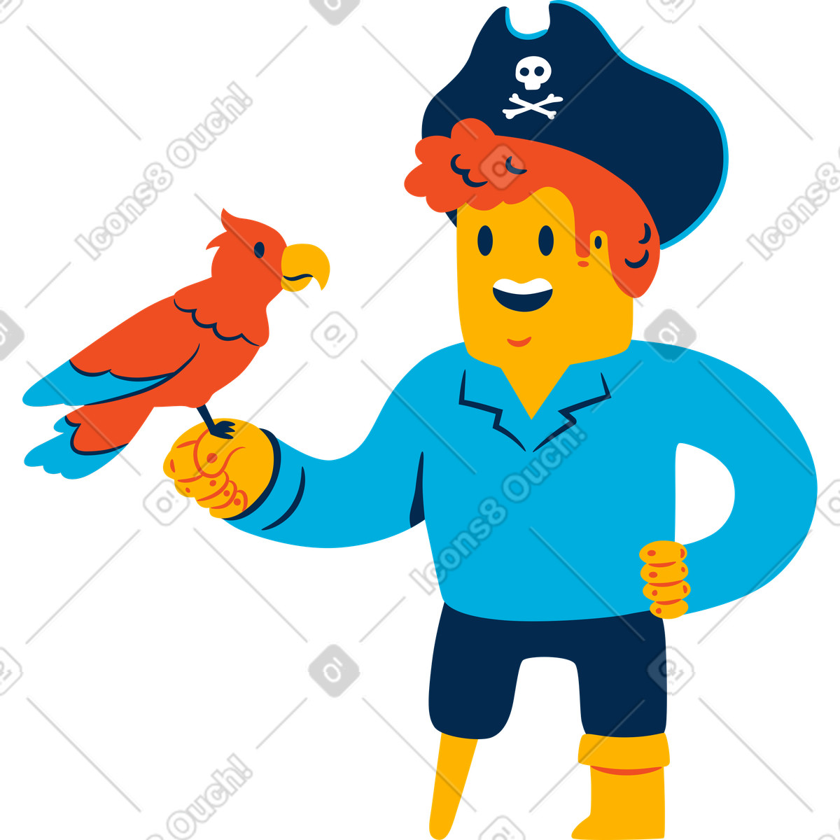 Ilustración Pirata en estilo Flame a descargar en PNG y SVG