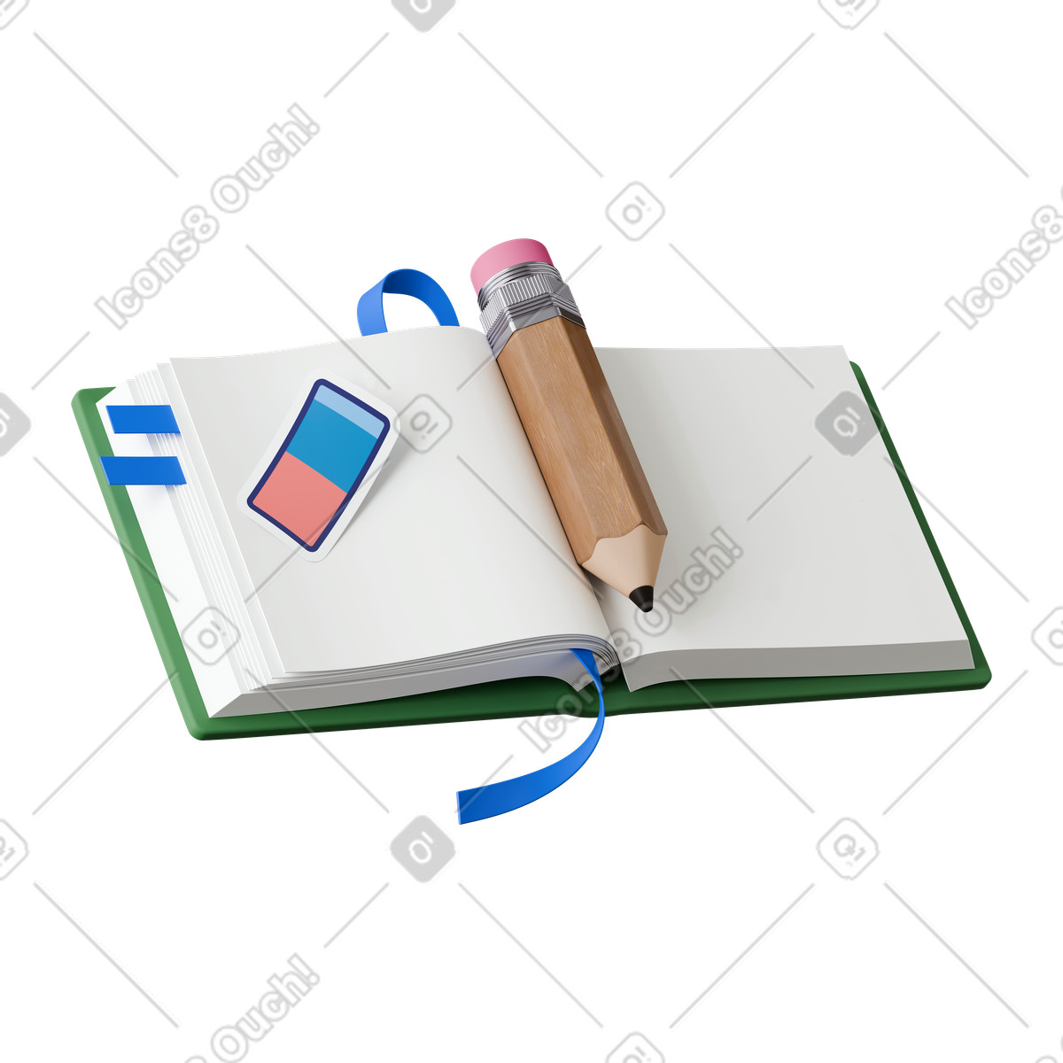 笔记本笔和贴纸插图，PNG、SVG格式
