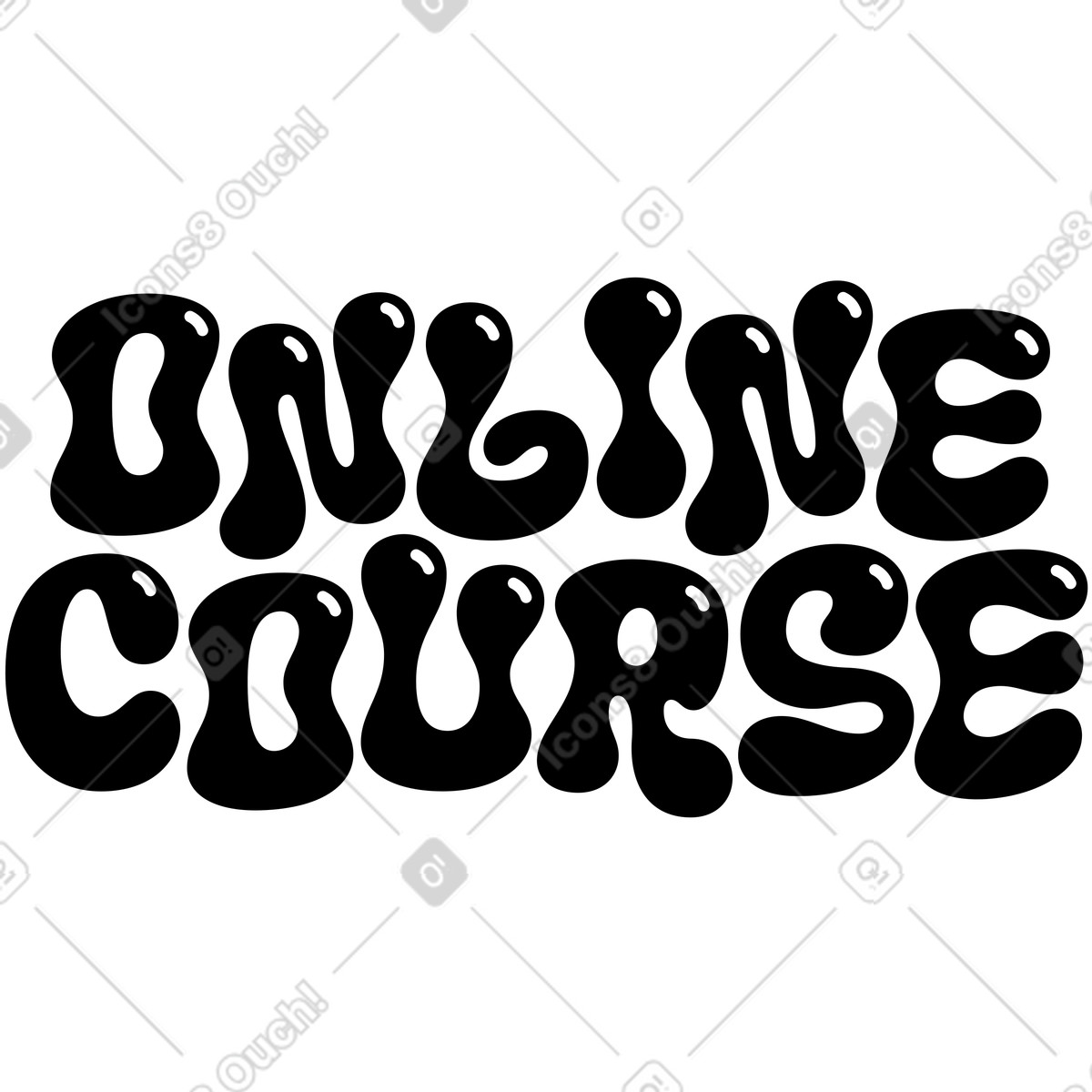 Lettering online course with glares text illustration in style download in PNG, SVG
