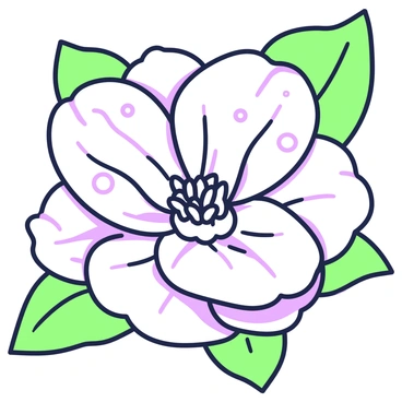 A close-up of a gardenia flower with layered white petals that are smooth and slightly curled at the edges. The center of the flower is dense and stands out amidst the petals. Dew drops are scattered across the petals, each one sparkling under the light. The background features dark green leaves that provide contrast against the bright petals, adding depth to the composition. The overall arrangement highlights the intricate details of the flower and the delicate nature of the dew drops.