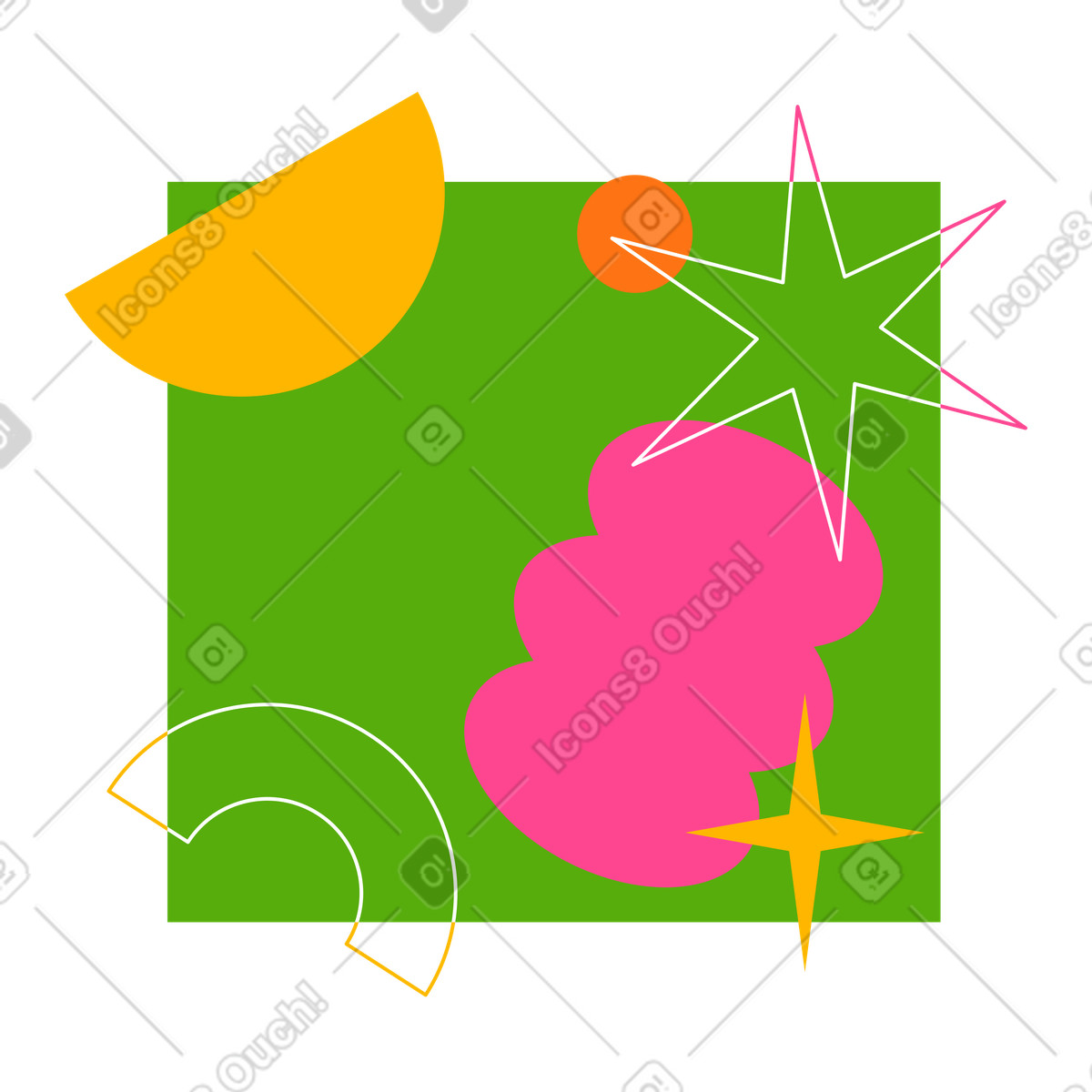 Ilustración Fondo abstracto con estrellas verdes en estilo Typography a descargar en PNG y SVG