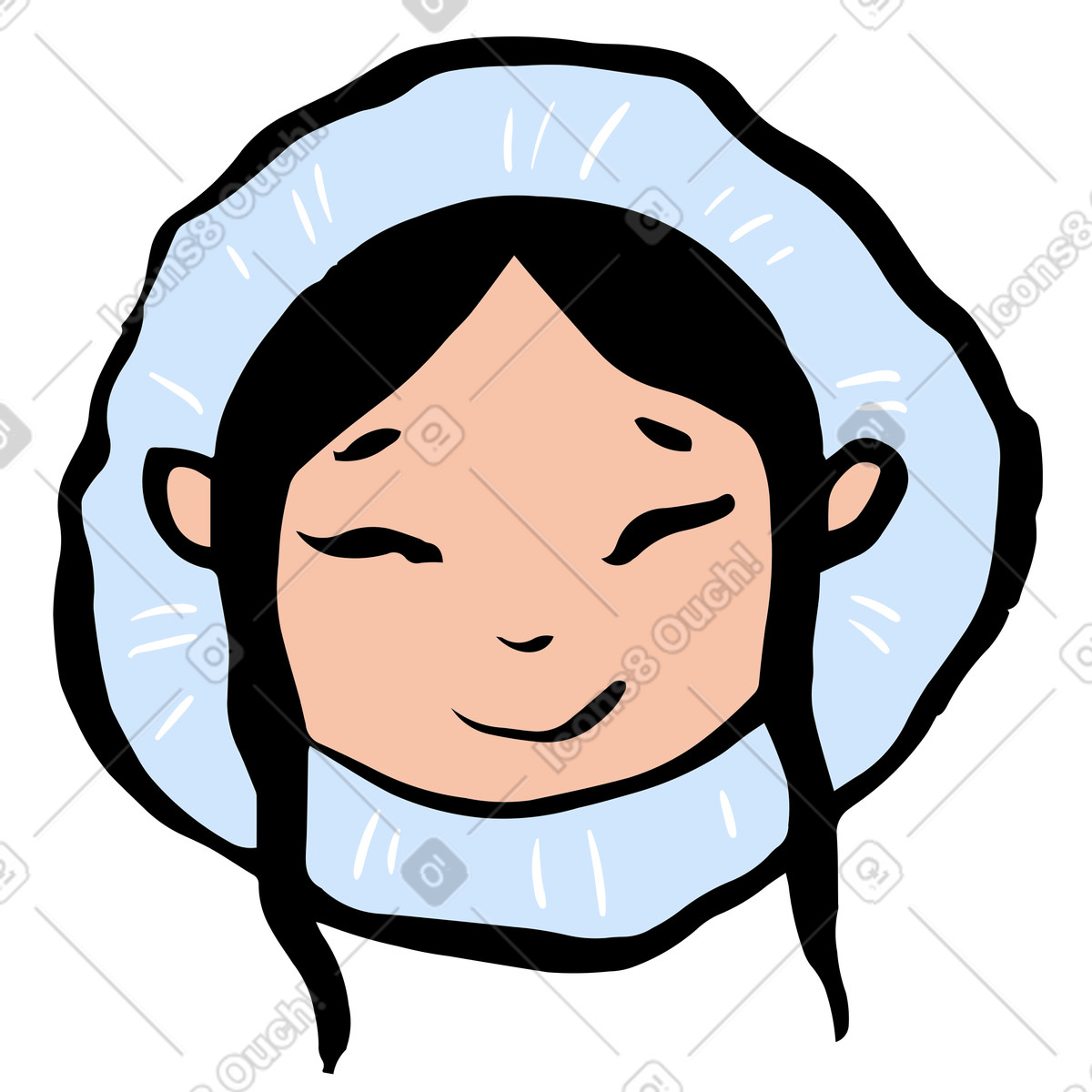 下载 Scandi 风格的 微笑的蒙面女孩 插画，支持 PNG、SVG 格式