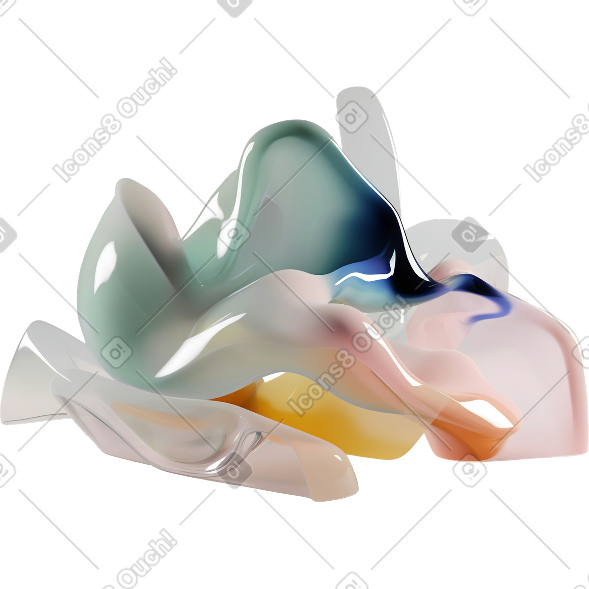 Illustration Formes fluides abstraites en verre dans le style 3D Construction à télécharger aux formats PNG, SVG