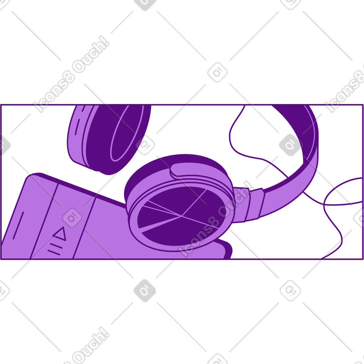 Ilustração de Fones ouvido e telefone quadro em no estilo Storyline para baixar em PNG, SVG