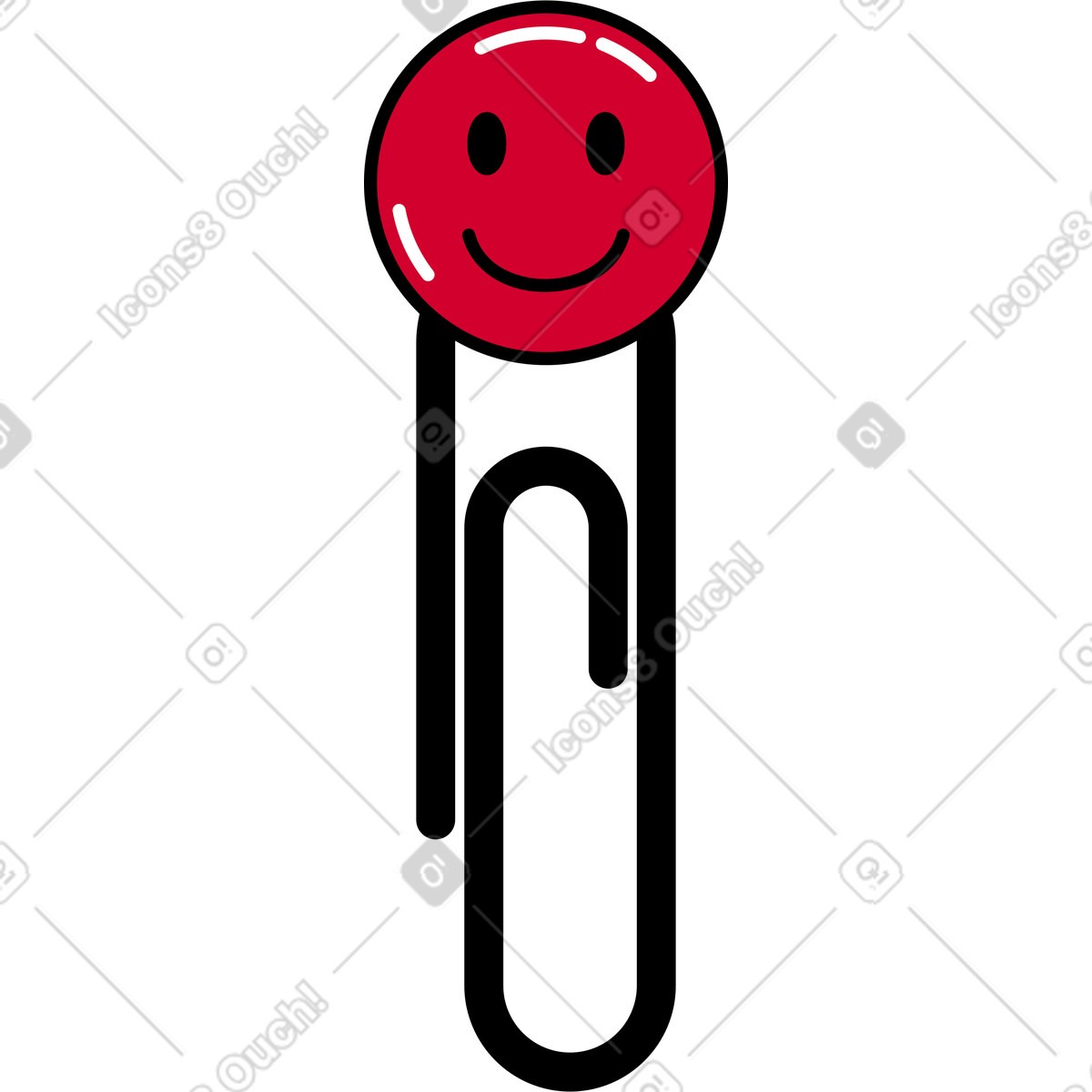 Ilustração de Clipe papel com uma carinha sorridente em no estilo Ruby para baixar em PNG, SVG
