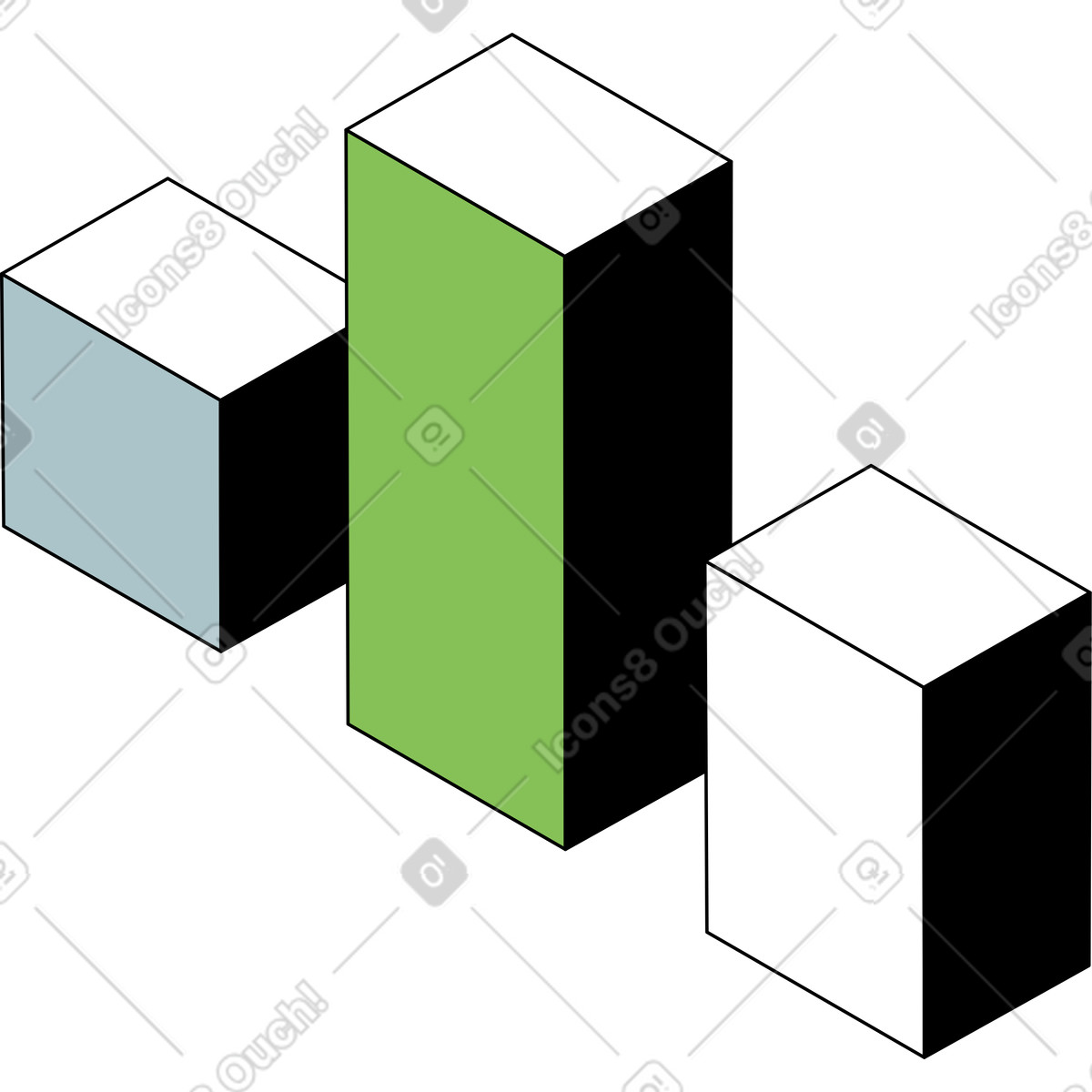 Ilustração de Três colunas do gráfico em no estilo Isometric para baixar em PNG, SVG