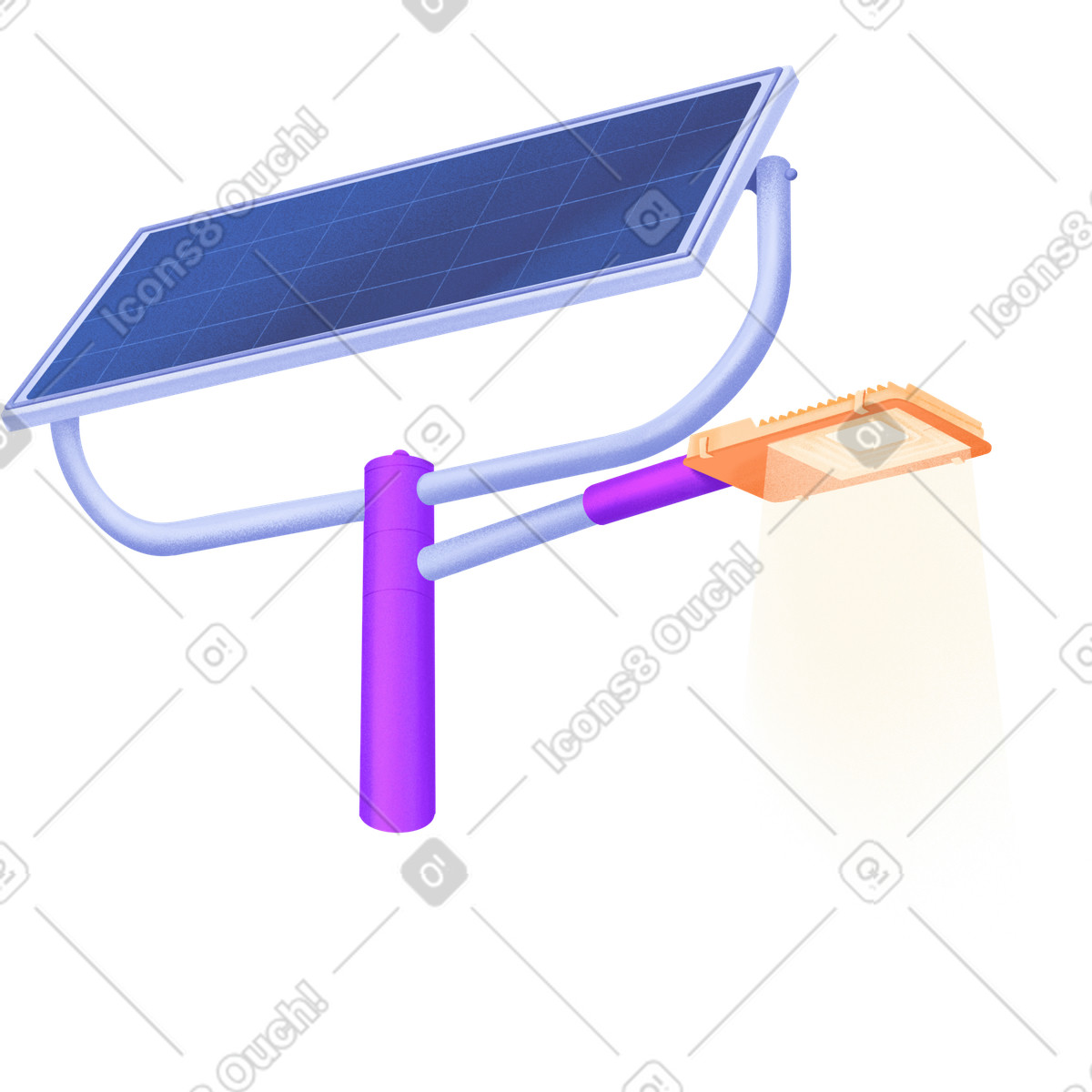 Large street lamp on solar panels illustration in Smart style download in PNG, SVG