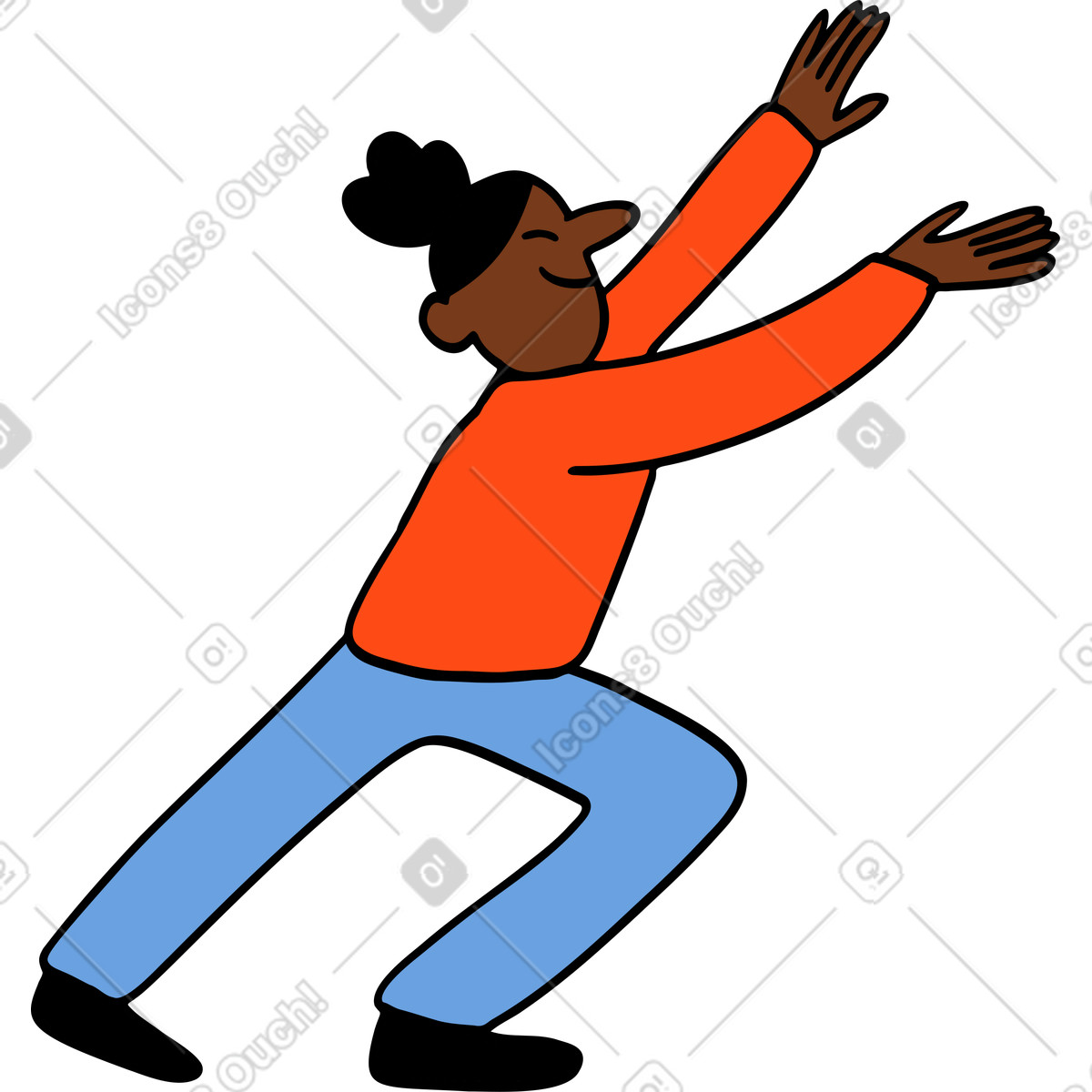 Person, die etwas nach oben schiebt-Illustration im Comic-Stil als Download in PNG, SVG