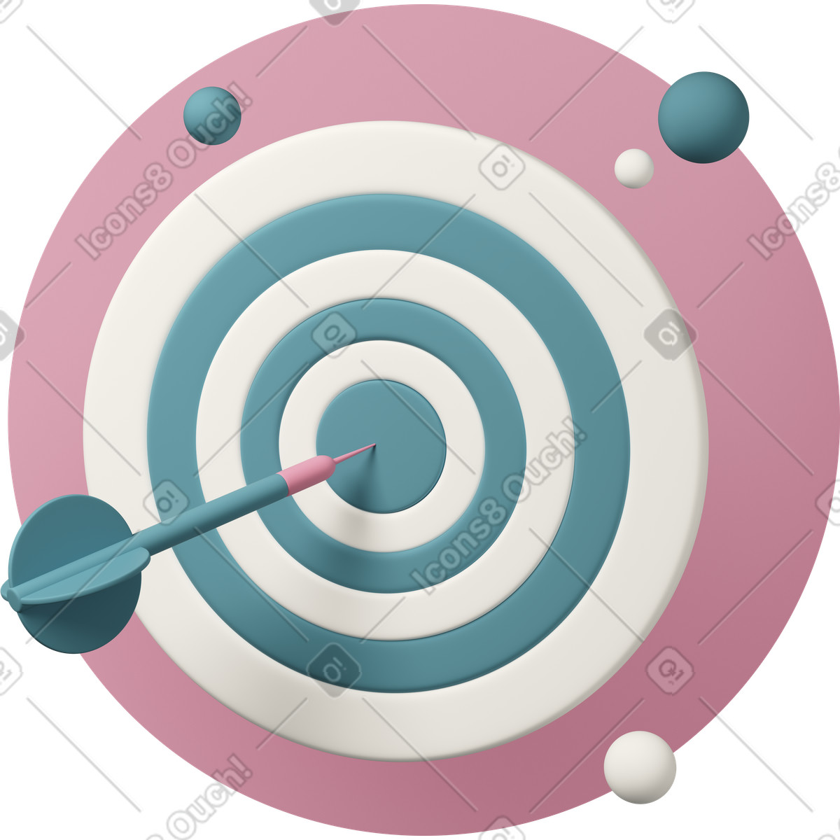 下载 3D Casual life 风格的 Blue arrow and darts target 插画，支持 PNG、SVG 格式