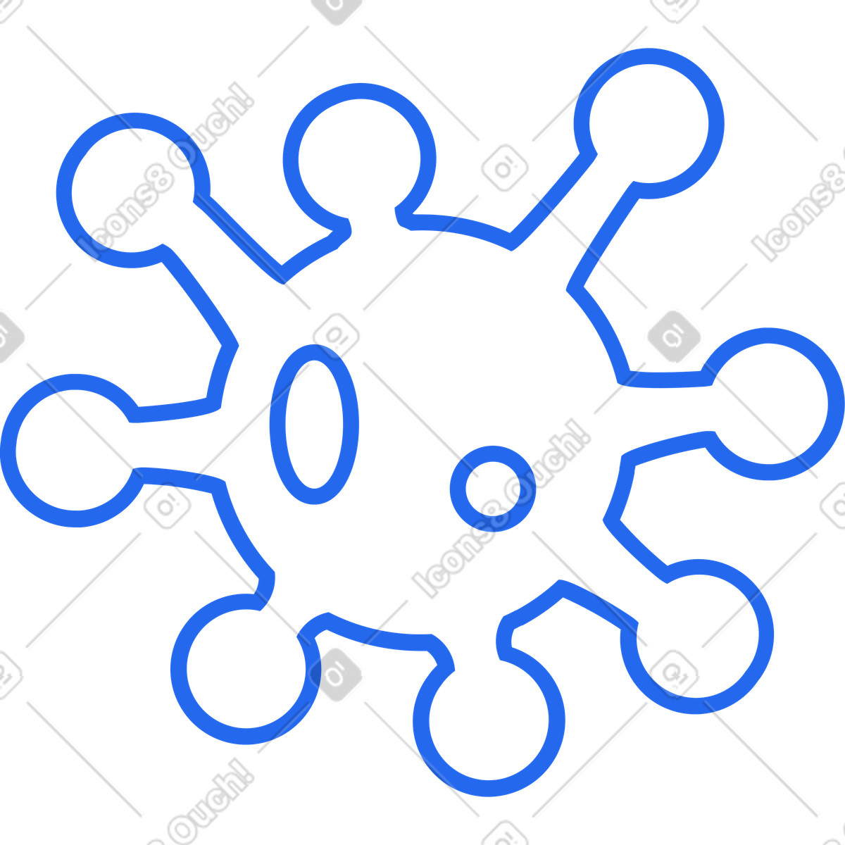 Blue coronavirus contour illustration in Kingdom style download in PNG, SVG