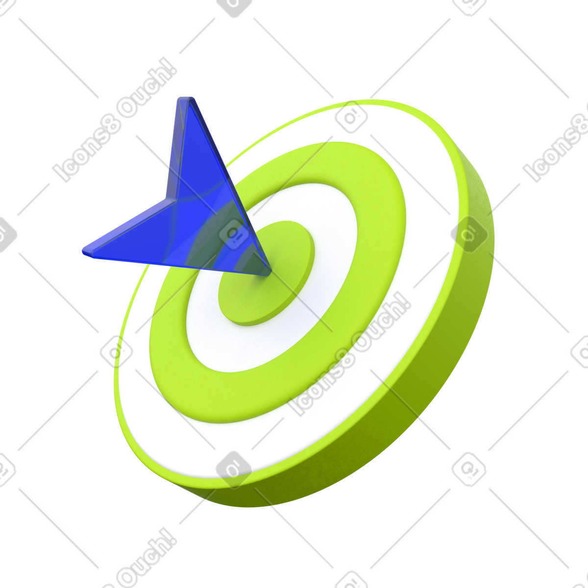 Raggiungimento degli obiettivi aziendali, di marketing, strategia precisione e focalizzazione illustrazione in stile 3D Enterprise scarica in PNG, SVG