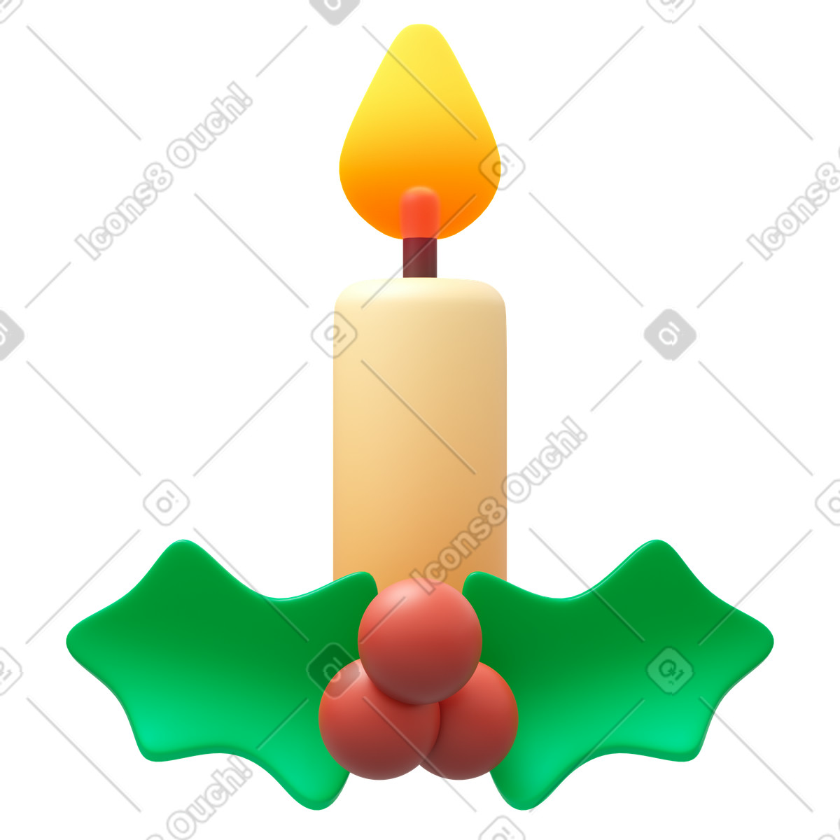 Ilustração de Christmas candle em no estilo 3D Fluency para baixar em PNG, SVG