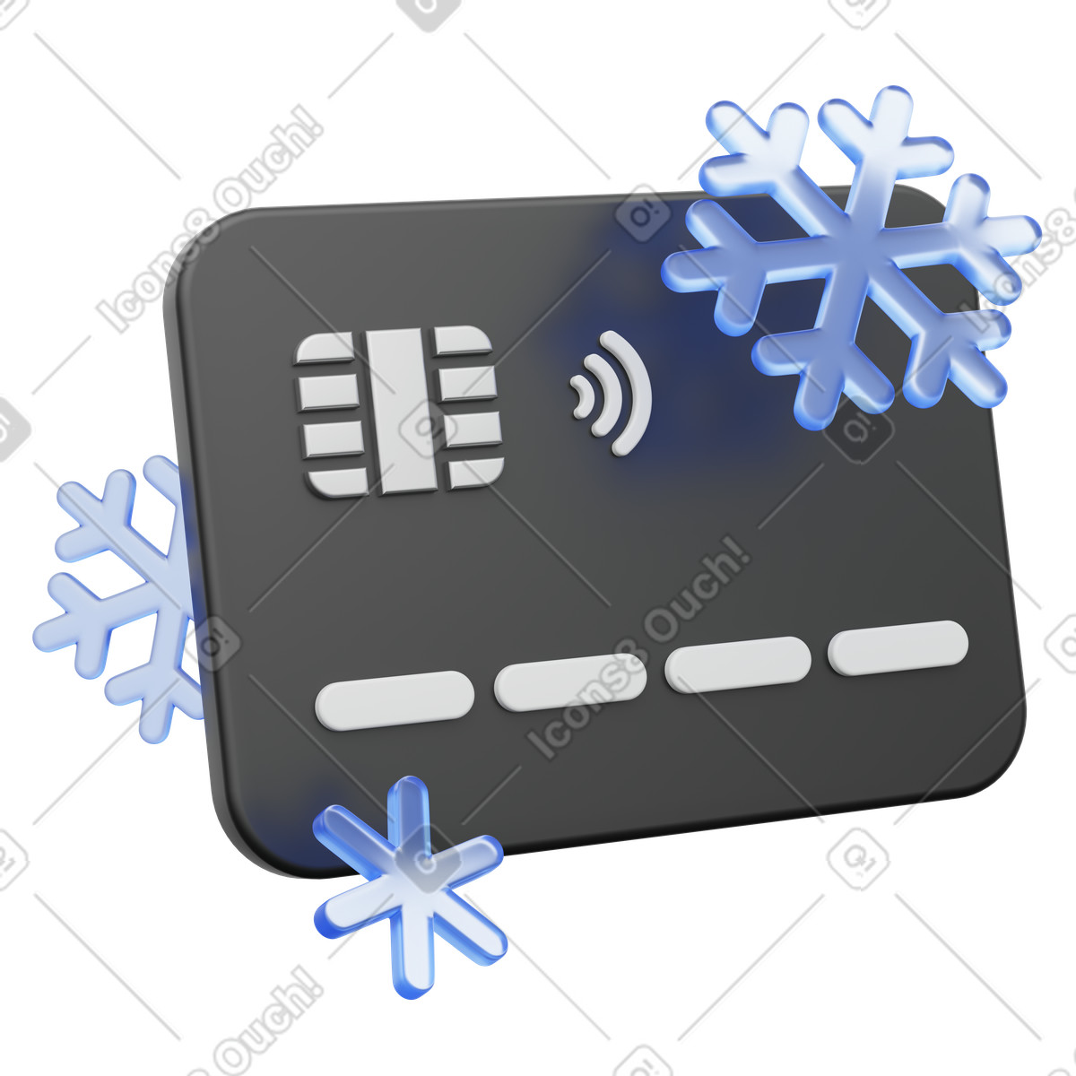 Transaction hold and security restriction, Frozen payment card illustrazione in stile 3D Playful scarica in PNG, SVG