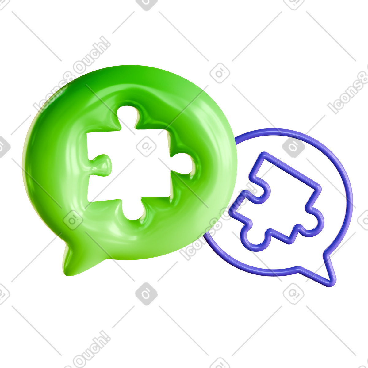 Speech bubbles with puzzle pieces, Group discussion and brainstorming illustration in Experimental style download in PNG, SVG