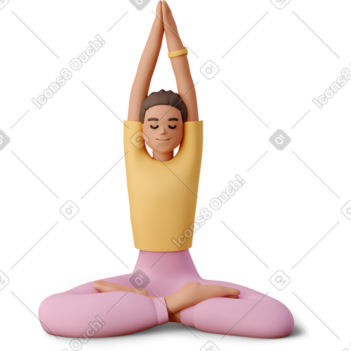 3D Casual life スタイルの Young woman does yoga のイラストをPNG、SVG形式でダウンロード