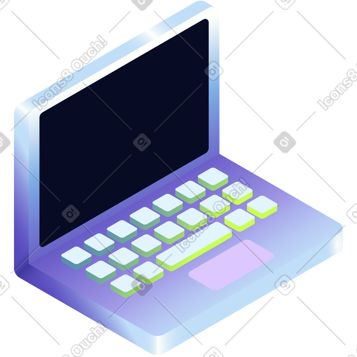 Ilustração de Laptop aberto em no estilo Isotech para baixar em PNG, SVG