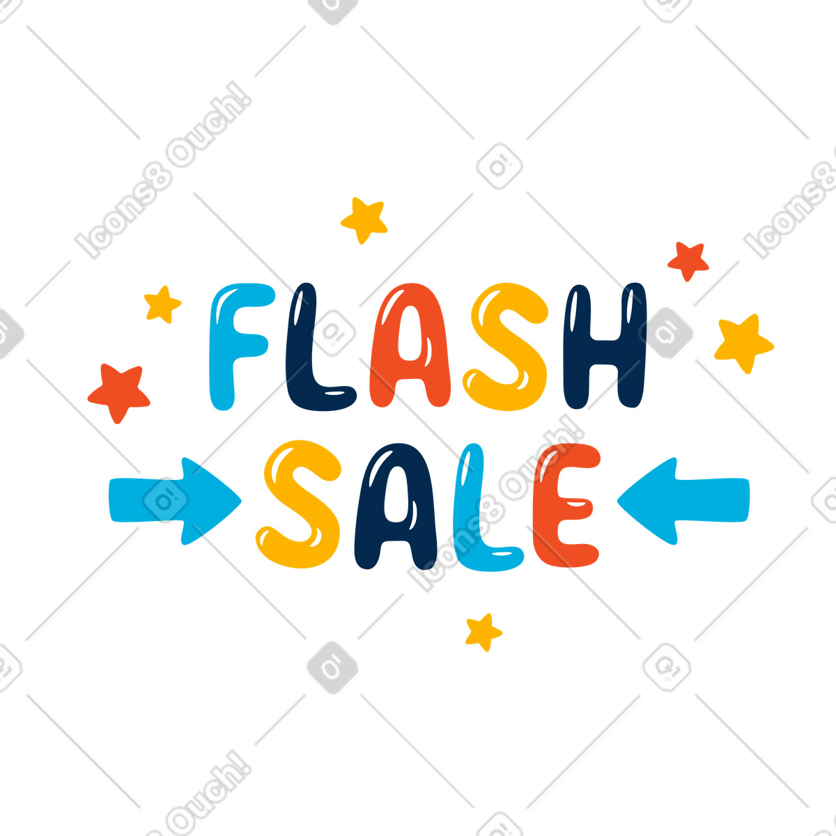 Ilustración Texto de venta flash letras, oferta especial en estilo Flame a descargar en PNG y SVG