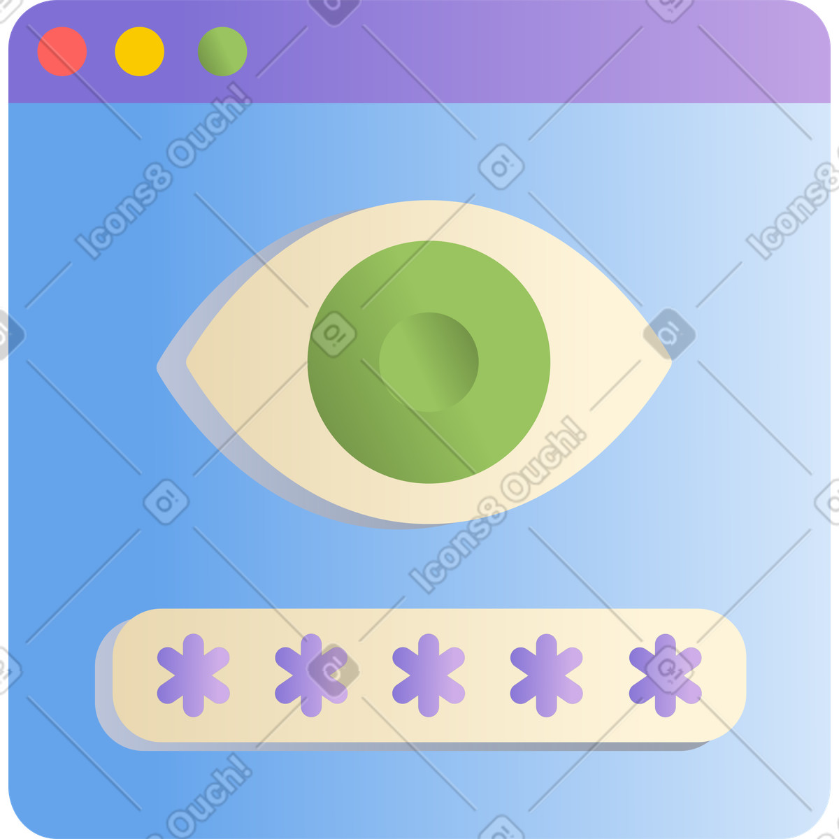 Finestra del browser con password illustrazione in stile Silky scarica in PNG, SVG