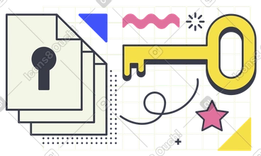 Clé de sécurité avec fichiers confidentiels, concept de sécurité des données ou de cryptage de fichiers PNG, SVG