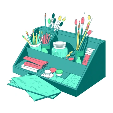 A store display packed with a variety of brushes and art supplies