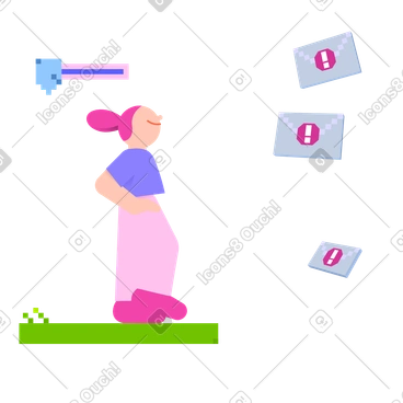 Illustration animée Une jeune femme protège sa boîte de réception du spam aux formats GIF, Lottie (JSON) et AE