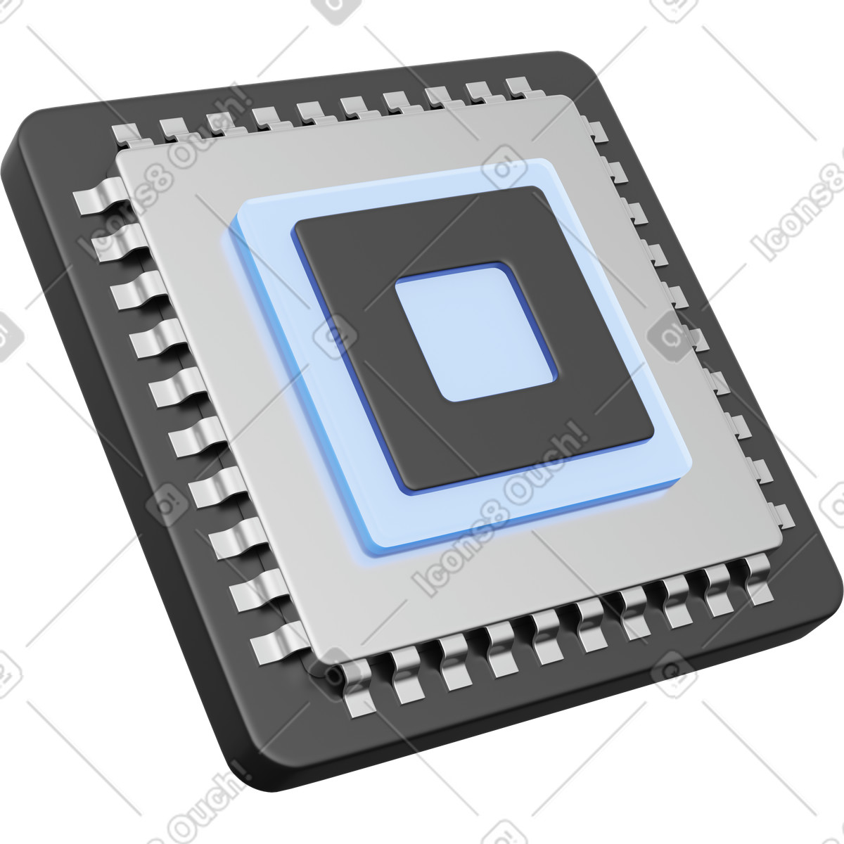 Ilustración Microchip symbol representing central processing unit technology and computing power en estilo 3D Playful a descargar en PNG y SVG