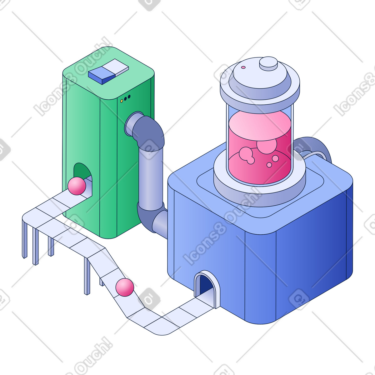 Conveyor belt representing data processing illustration in PNG, SVG