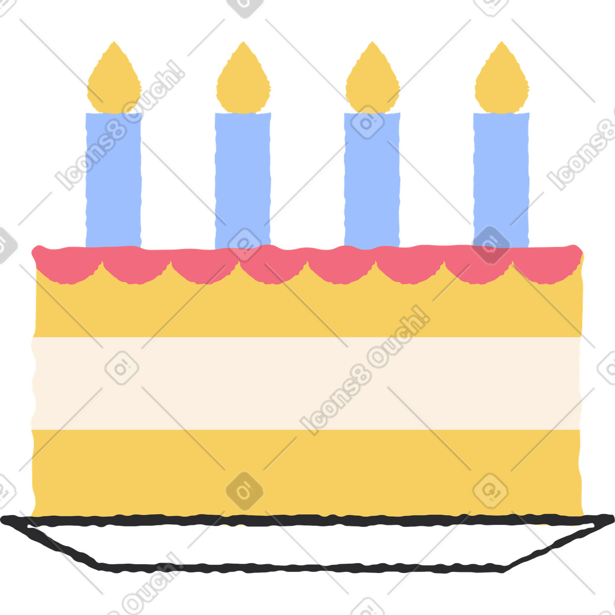 下载 Pablo 风格的 生日蛋糕 插画，支持 PNG、SVG 格式