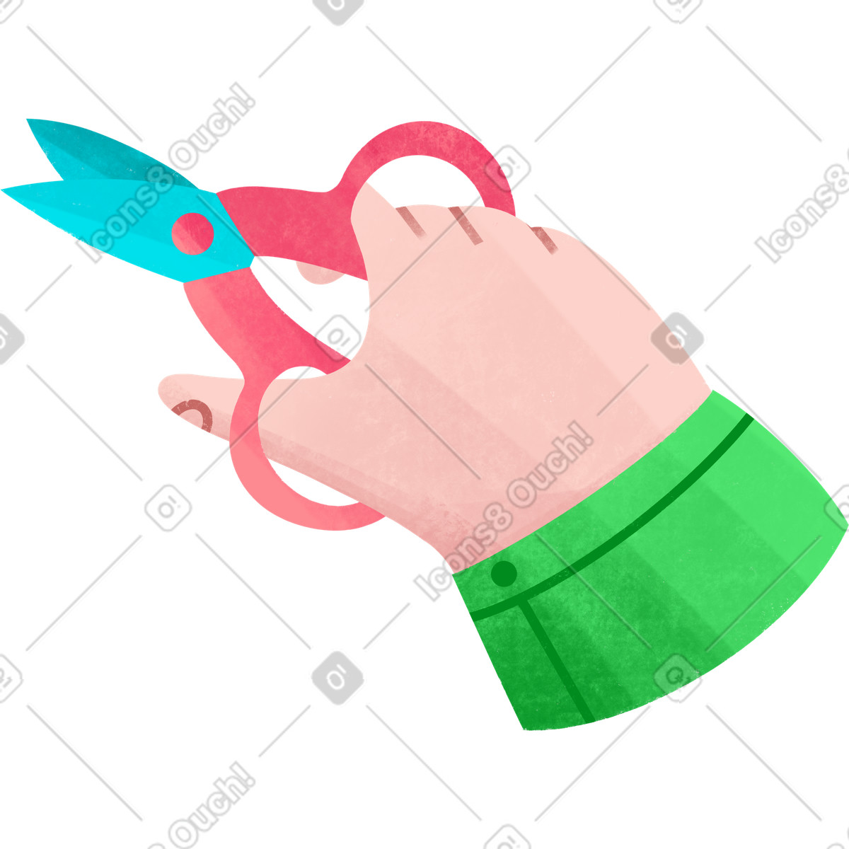 Ilustración Hand holding pink scissors en estilo Bonbon a descargar en PNG y SVG