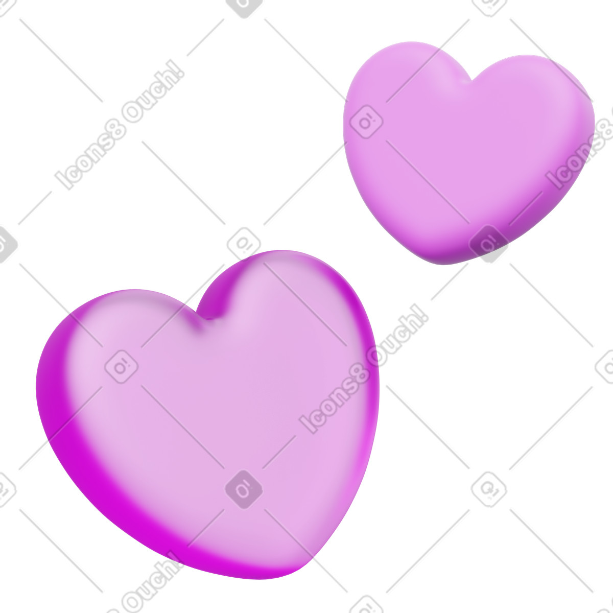 Relationship love heart pair for dating app illustration in 3D Playful style download in PNG, SVG