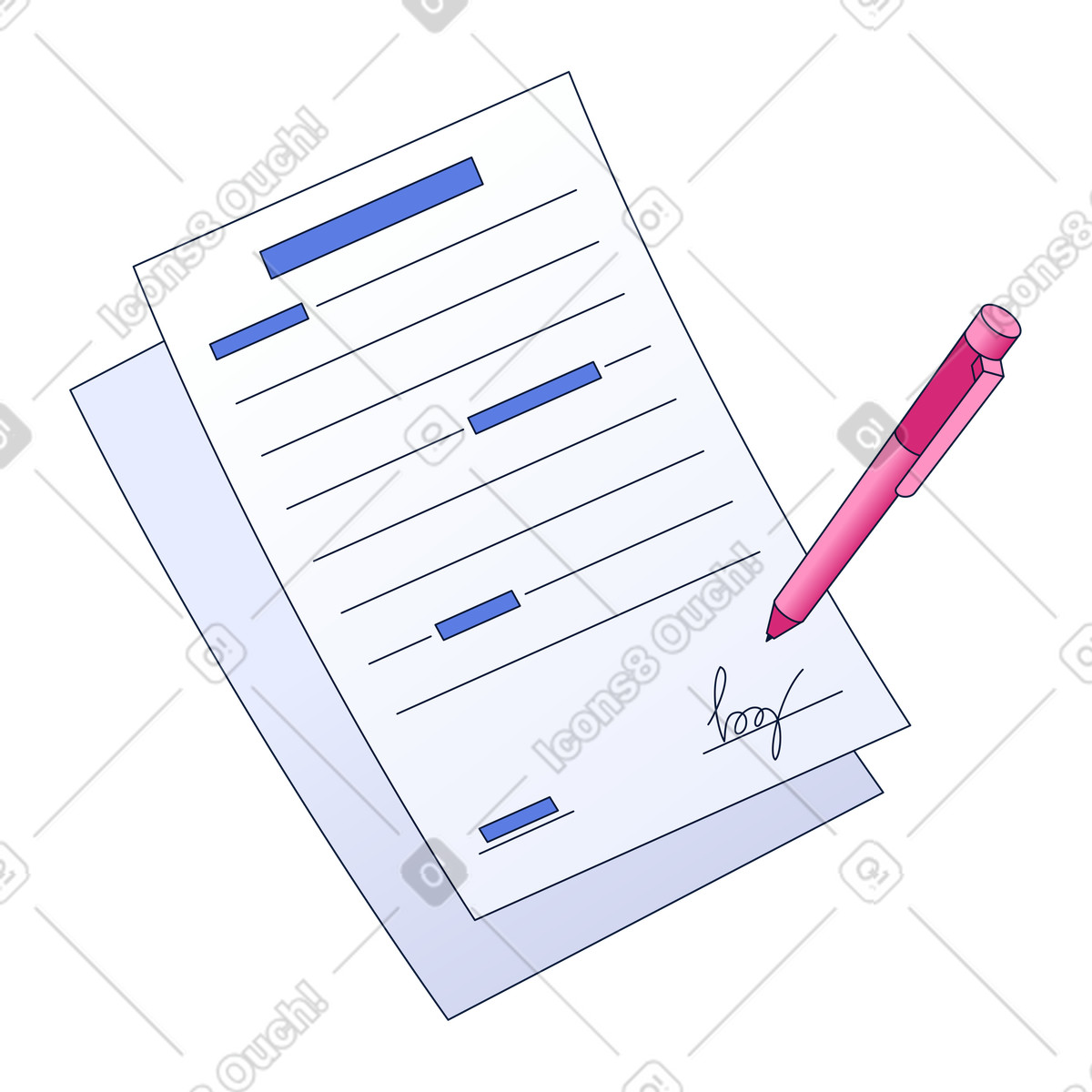 Signing contract with a pen illustration in Neat style download in PNG, SVG