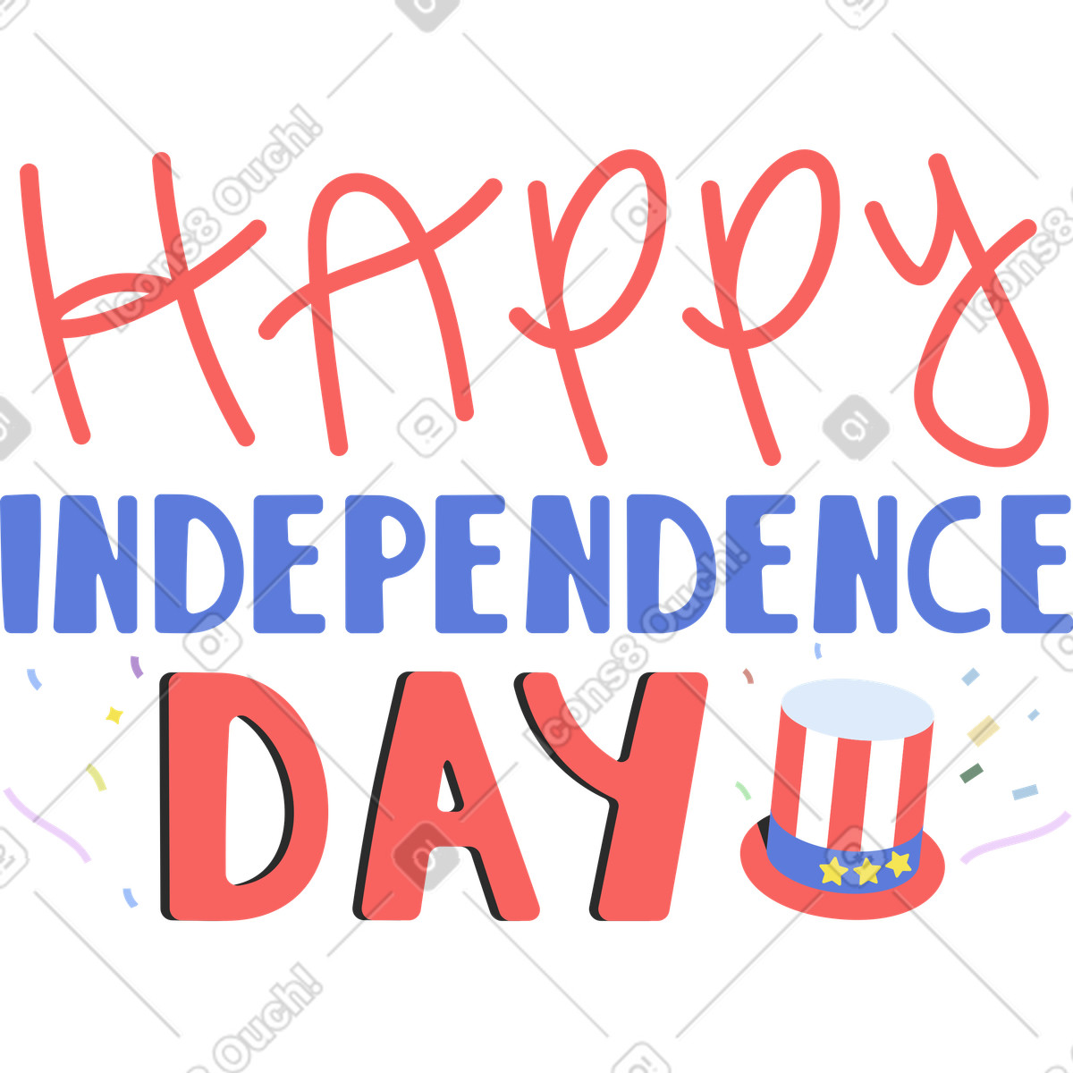 Happy independence day illustration in Marginalia style download in PNG, SVG