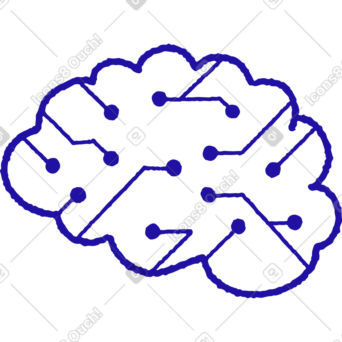 Artificial intelligence brain illustration in Whimsy style download in PNG, SVG