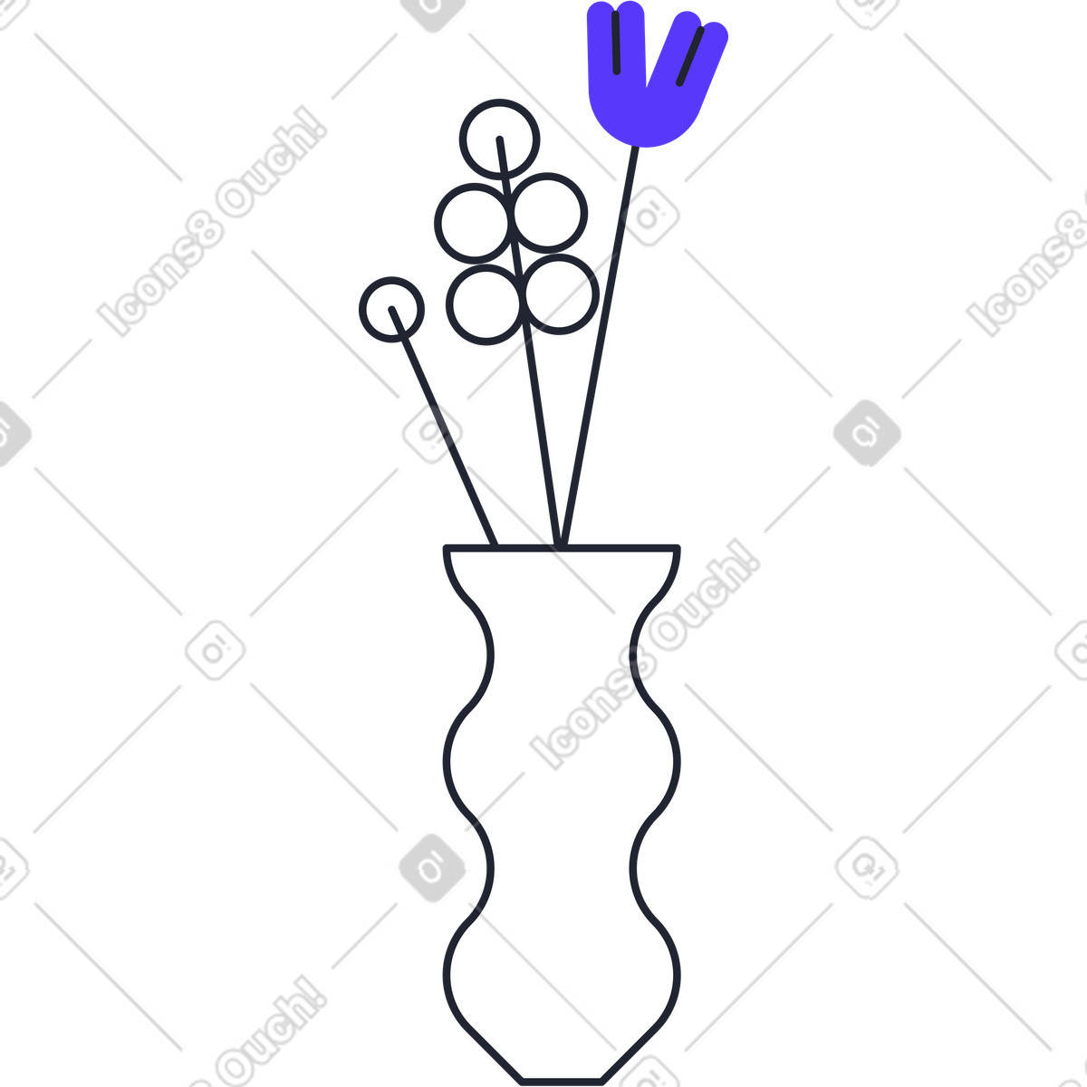 下载 Pablita 风格的 花瓶与花 插画，支持 PNG、SVG 格式