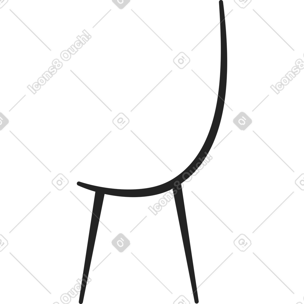 Black chair with two legs illustration in Sammy Line style download in PNG, SVG