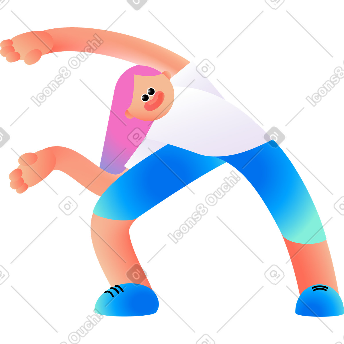 Donna in pantaloncini facendo un affondo illustrazione stile Puffy scarica PNG, SVG