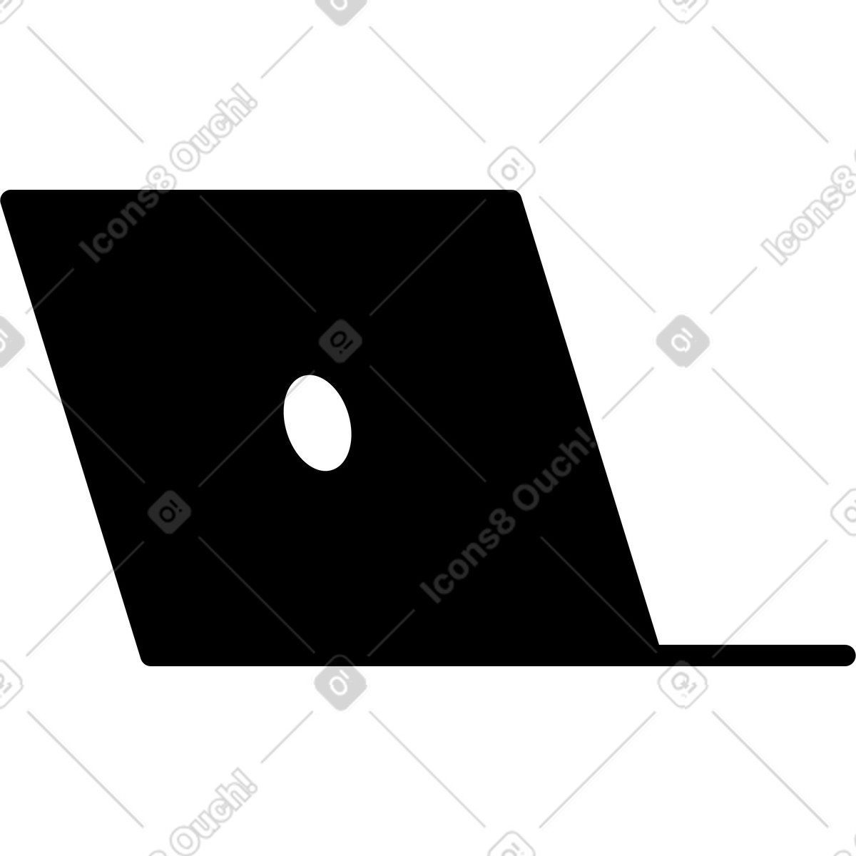 Ilustração de Laptop computer with Apple logo silhouette minimal technology symbol em no estilo Notion Line Art para baixar em PNG, SVG