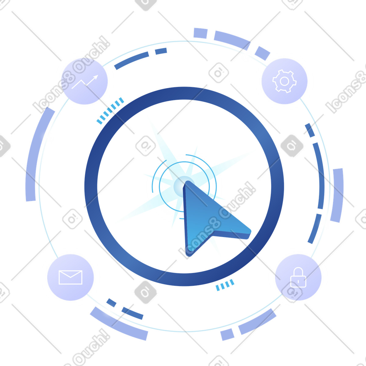 Illustration Système de contrôle des flux travail, interface d'accès aux données dans le style Quantum à télécharger formats PNG, SVG